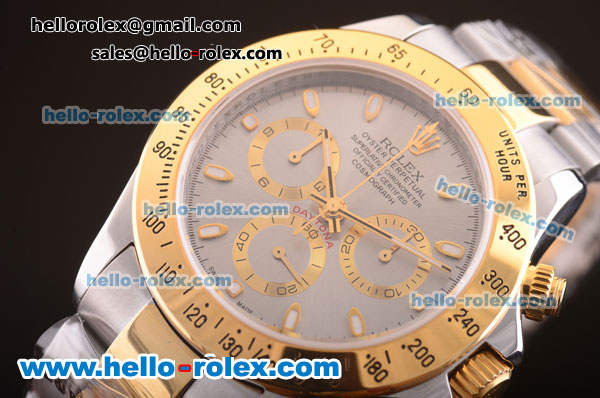 Rolex Daytona Chronograph Swiss Valjoux 7750 Automatic Movement Two Tone with Grey Dial - Click Image to Close